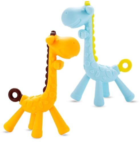 Anello da Dentizione Bebè, Set Gioco Giraffa per Dentizione con Confezione, Regalo BPA Free Facile da Afferrare per Bambino Bambina 3 Mesi+