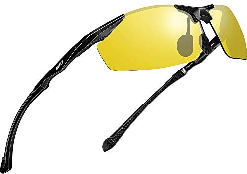 ATTCL Polarizzate occhiali da guida notturna rettangolare con montatura in metallo 8585 night vision