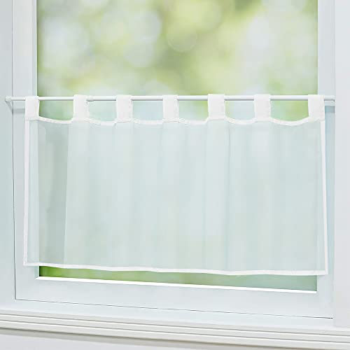 Scheibengardine Bistrogardine Cafehausgardine für Vitragestange oder Klemmstange - Stoff Voile Uni transparente Gardine Stores Breite 120 x 60 cm Höhe - Farbe weiß