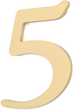 Zayookey Numéro de Maison en Laiton Massif Numéros de Porte de Adresse Élégants 4,5 cm Métal Numéro de Boîte Aux Lettres Autocollant en 3D Brass House Number (2 pouces Door Number 5)