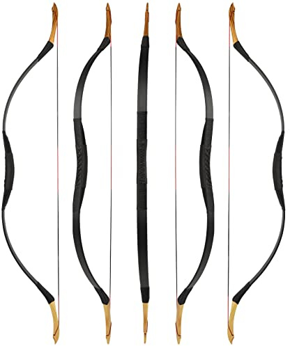 wolfman Arco Tradizionale Arco Ricurvo Long Arco Sportivo Tiro con L'Arco Arco da DIY Arco di Legno Asiatico Arco Mongolo per Adulti Adolescente Principiante Mano Sinistra Destra(D, 35Lbs)