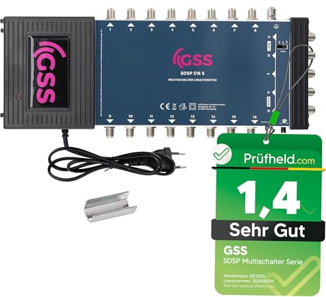 [ Test SEHR GUT *] GSS 5/16 Multischalter für Quattro & Quad LNB, Multiswitch für 1 Satelliten & 16 Teilnehmer komplett (TV, Sat-Receiver), Matrix, HD 4K UHD, für Satellitenschüsseln Sat Anlage