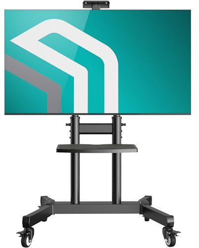 ONKRON TV Ständer rollbar für 50-90 Zoll Fernseher, max Belastung bis 100 kg, Wagen TV Standfuss höhenverstellbar, neigbar, max VESA 800x600, mobiler Fernsehständer mit Rollen Schwarz TS1891-B