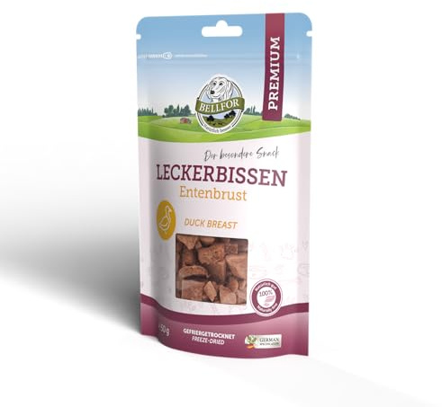 Bellfor Freeze-mellanmål för hundar med kycklinghjärtan – 50 g – hälsosamma snacks för hundar, fria från konstgjorda tillsatser och perfekt som träningsgodis för din hund