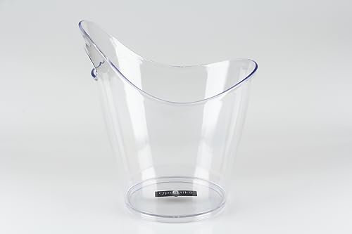 Qpractiko | Seau à glaçons 5L transparent rond plastique avec poignée ergonomique | Léger, facile à transporter, réutilisable | Pour boissons, vins, maintien au froid