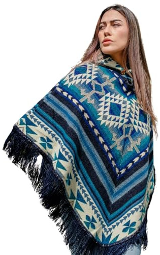Alpaca Ponchos Adult, Ponchos for Women, Poncho Sweater Women, Adult Panchos with Hood, Womens Poncho, Blue shawls and wraps