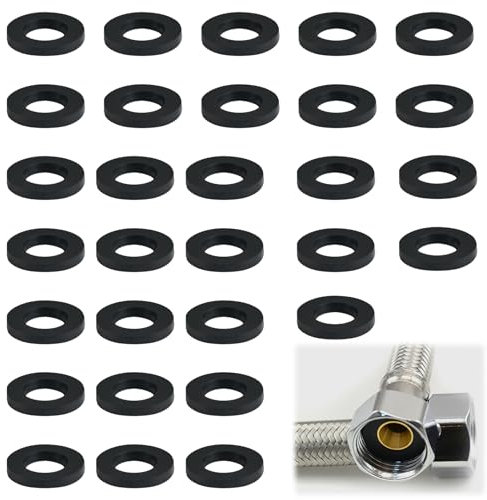 Guarnizioni in Gomma da 30 Pezzi, 3/4 Pollice, Rondelle Idrauliche per Tubi, Guarnizione Rubinetto, Diametro Esterno 24mm, Diametro Interno 14mm, Ideali per Doccia e Rubinetti in Cucina e Bagno