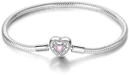 MULA 925 Sterling Silver Snake Chain Charm Bracelet Butterfly Heart Clover with 5A Cubic Zirconia Bracelets for Women