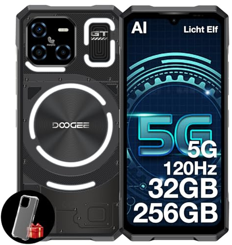 DOOGEE Blade GT Outdoor Handy Ohne Vertrag 5G mit LED Lichteffekt 32GB+256GB, Dimensity 7050, Ultradünnes Outdoor Smartphone 6.72” FHD+ 120Hz, 48MP+20MP AI Kamera Fingerabdruck/Face ID/Dual SIM/NFC