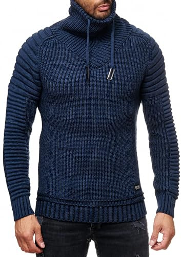 Subliminal Mode Jersey para hombre de punto grueso, cuello alto - Estilo básico - Jersey de punto tejido para invierno, cuello chal, mangas largas - Idea de regalo BX292, XL