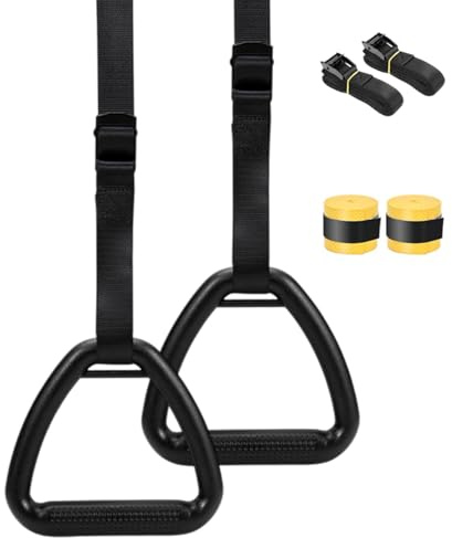 Huvqianu Pull-up gymnastikringar, justerbara gymnastikringar, halkfria träningsringar, gymnastikutrustning, träningsringar för hemträningsutrustning, träningsutrustning för pull-ups
