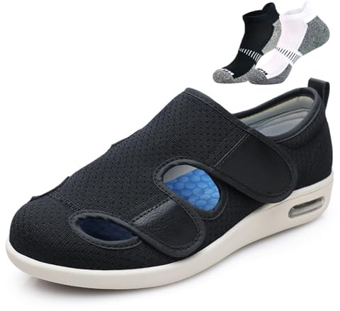 LFFTBK Zapatos De Verano para Diabéticos,Calzado Transpirable Y Cómodo para Personas Mayores con Soporte para El del Pie.(Noir,40 EU)