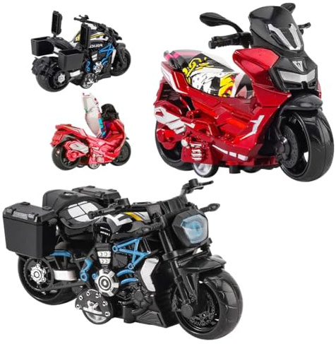 APPCRFM Modellini di Moto,Modellini di Moto in Lega,Set di Auto per Bambini,Motos Decorative e Originali,Giocattoli e Giochi Educativi per Amici e Parenti,Regali di Compleanno(Rosso e Nero)