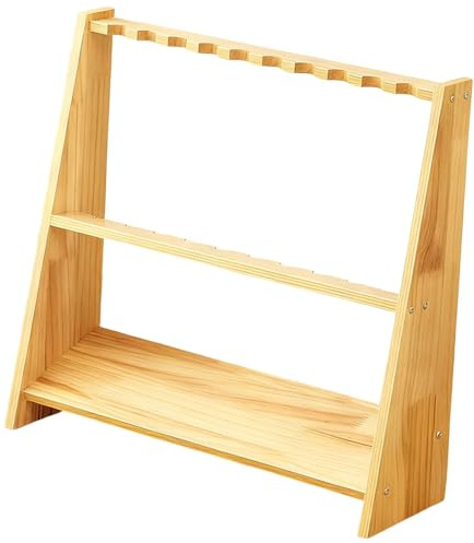 Harilla Support de queues de Billard en Bois, 10 emplacements, Affichage Vertical, Supports de Rangement Robustes et autonomes, à Poser au Sol, 2 Niveaux