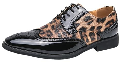 Herr Brogue Skor Med Leopardtryck Modernt Formellt Mode Unik Design For Stilfulla Kläder Och Sociala Tillställningar