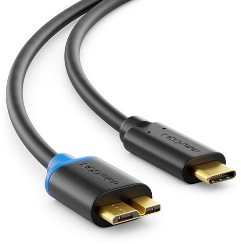 deleyCON 0,5m USB 3.0 Micro B Kabel - USB C auf Micro B USB 3.0-5 Gbit/s - Ladekabel Datenkabel Thunderbolt - für PC Computer Smartphone Tablet Notebook Ladegerät Externe Festplatte HDD