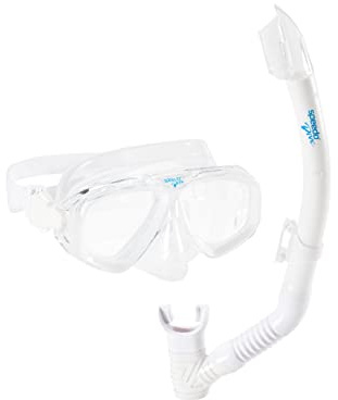 Speedo Unisex-Adult Swim Snorkel Dive Mask Anti-Fog with Nose Cover Adventure Series, MS Black/White, One Size