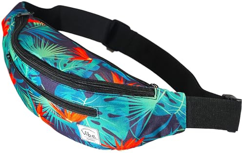 Vibe Bauchtasche Gürteltasche für Damen, Herren & Kinder (Hawaii Tropical) - Fanny Pack Tasche, Hüfttasche, Handytasche für Festival, Party, Rave, Sport, Outdoor, Fitness, Fahrrad, Joggen