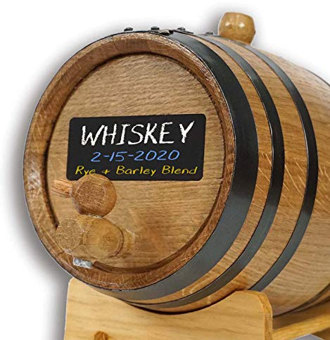 Thousand Oaks Barrel American Oak Barrel (2 liter) with Chalkboard Front - Charred Mini Keg for Aging Cocktails, Bourbon, Scotch, Whiskey, Gin, Hot Sauce - Home Bar Decor by Co.