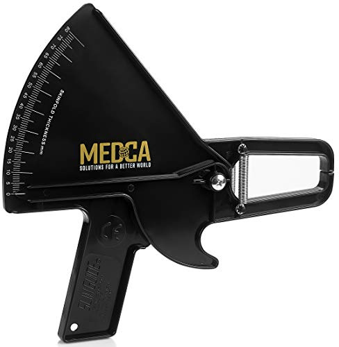 Pro Body Skin Caliper - Handheld BMI Measuring Tool - Accurate Skinfold Caliper Measures Fat for Men and Women, for Monitoring Fitness and Weight Loss Goals, Instructions and Body Fat Chart, Black