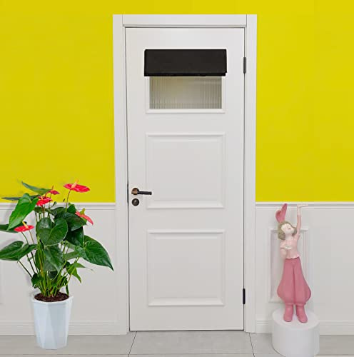 E-HAO French Small Front Door Curtain (26 w x 20 L), Washable Door Curtain with Adhesive Hook and Loop Fastener Strip (Black)