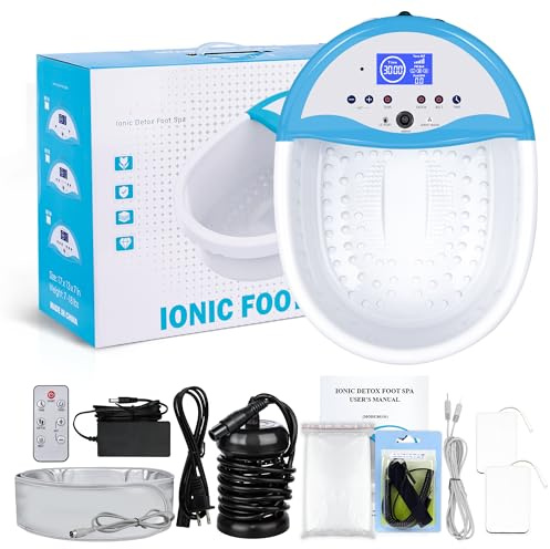 LeCuag Ionic Foot Bath Detox Machine, Foot Spa Machine for Home Use - Foot Bath Soak Tub with Heating Belt, Auto Countdown Timer & Includes 100 Disposable Ion Cleaning Liners