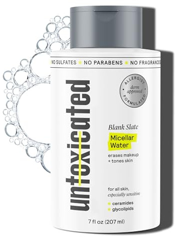 Untoxicated Micellar Water - Gentle Makeup Remover, No Rinse Cleanser & Toner for Sensitive Skin - No Common Irritants - Free from Alcohol, Oil, & Fragrance - 7 Ounce