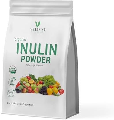 Organic Inulin Powder, Soluble FOS Inulin, Fiber Prebiotic Intestinal Support, Enhances Calcium Absorption, Vegan Friendly, Non GMO, Natural Fibers for Smoothie & Drinks, 2.2 lbs/1 kg