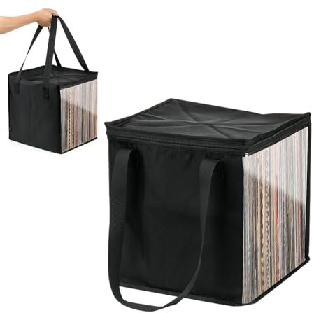 Tragetasche Für Schallplatten Für 12-Zoll-Schallplatten | Aufbewahrungskoffer Für Schallplatten Mit Durchsichtigen Fenstern | Zusammenklappbare, Staubdichte Aufbewahrungstasche Für Schallplatten