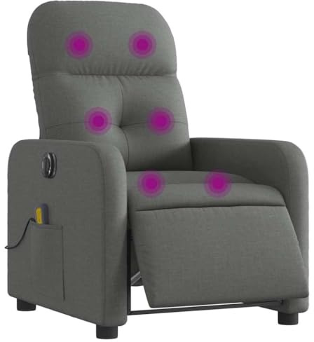 vidaXL Elektrisk massagefåtölj mörkgrå tyg
