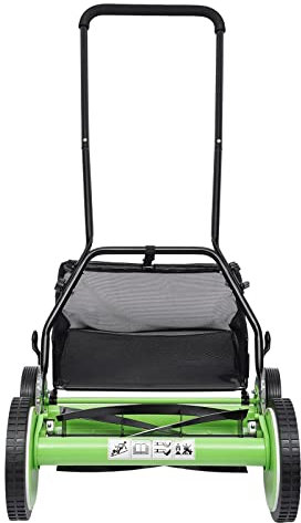 Manual Lawn Mower, 16-Inch 5-Blade Cordless Manual Reel Lawn Mower, Cylinder Lawnmower, Adjustable Mowing Height, for Lawn Mowing in Villas, Parks, Gardens, Pruning Area 0-500㎡