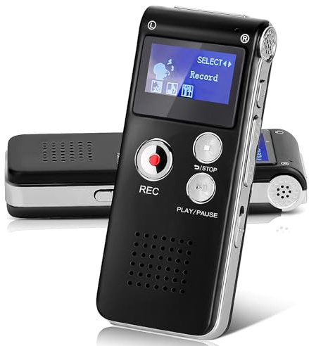 Helterfolg 16GB Dictaphone Voice Recorder, USB Rechargeable Tape Recorder with Playback, Portable Mini Voice Recorder with Multifunctional Digital Audio & MP3 Play(Black)