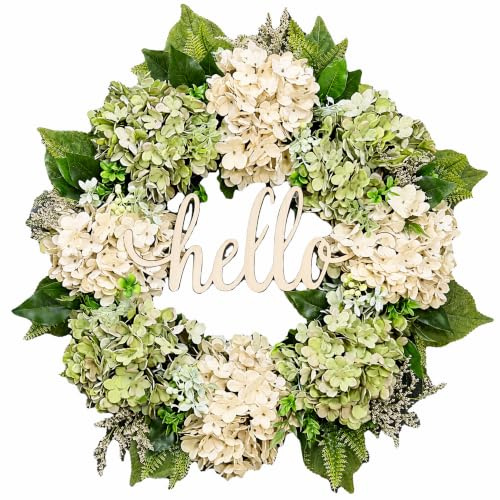 Konstgjord dörrkrans, 40 cm hortensia krans 40 cm hej krans för ytterdörren vägg bakgrundsdekor