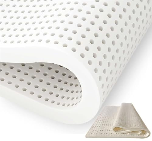 HENXUE Weiche Matratzenauflage Aus Naturlatex, Bio-Zertifizierter Latex| Tiefer, Erholsamer Schlaf | Unterstützung Für Schultern, Hüften, Rücken Und Knie, 2,5 cm Dick,120cmx190cm