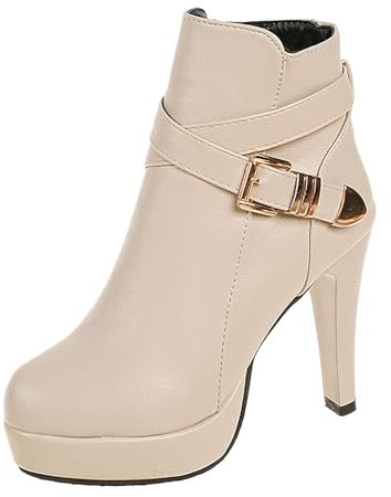 offerte Lampo Stivali Texani Stivaletti Donna Tacco Grosso Tronchetti Estivi Donna Stivaletti Donna Pelle Scarpe Donna Traforate Stivali Alti Donna con Zeppa Plateau sopra Il