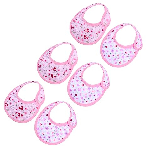 BESTonZON 3 Set 6pcs Doll Bibs for 18-inch Dolls Saliva Towels Washable Cloth Feeding Accessories with Adjustable Tape for Little Girls