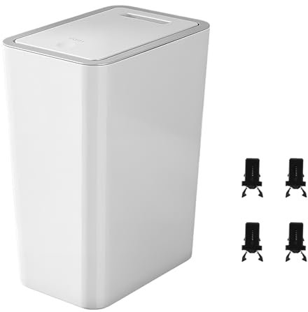 Abfalleimer aus Kunststoff, Mülleimer Bad, 10L Mülleimer Küche, Mülleimer Mülleimer mit 4 Pcs Plastikschloss Selbstverriegelungsschalter Ersatz Fang Kompatibel Touch Deckel Fach Reparaturclip