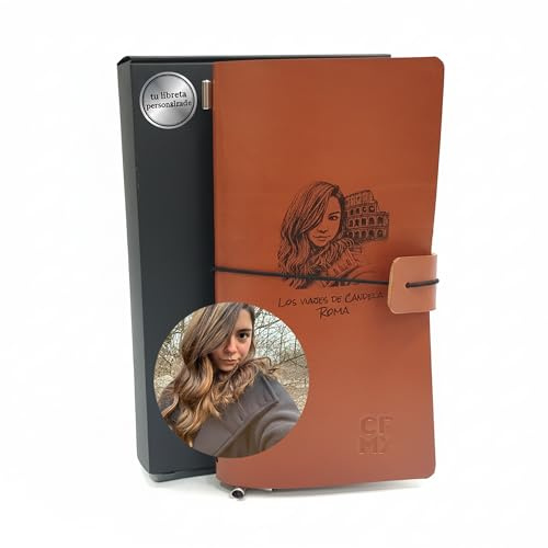 Libreta Personalizada Cuero Vacuno Grabado Laser Regalo Abuela Profesora Maestra Graduación Cuaderno Retro Personalizable Recuerdo Bodas Viaje Diario Hecho a Mano España 90 Hojas Reemplazables 22x11cm