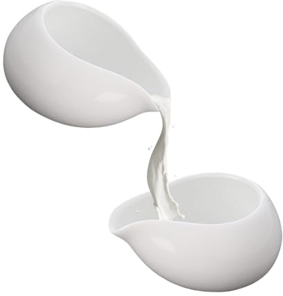 Sgphrzlt 2 Pack Mini Ceramic Creamer Pitcher for Milk Syrup, 3 Oz Small Gravy Boat, Porcelain Dipping Sauce Bowl Cup Container for Tea Coffee, Serving Dispenser Accessories, White