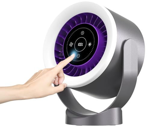 Desk Fan with LED Touch Screen & Ultra Quiet <35dB - 1-100 Speed Levels & Night Light, 360° Adjust, Table & Wall Mountable, 3H/6-Mode Timer, USB Rechargeable for Bedroom, Office, Camping, Kitchen