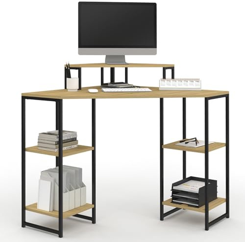 IDMarket - Bureau d'angle Detroit Gain de Place Bureau Informatique avec rangements