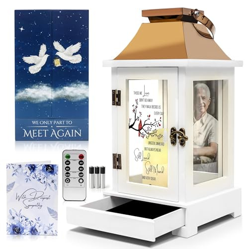 Memorial Lantern with Photo Frame & Keepsake Drawer | Sympathy Gifts for Loss of Loved One, Dad, Husband | Bereavement Memorial Gifts | LED Candle with Timer | Remembrance Gift for Loss by STILLWIND