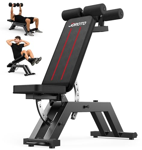 JOROTO MD70 Banc de Musculation Réglable, Banc Musculation Multifonction avec Charge Max 400KG/880LBS, Dossier 8 Positions et Siège 5 Positions Réglable, Banc Abdominaux pour Entraînement Complet