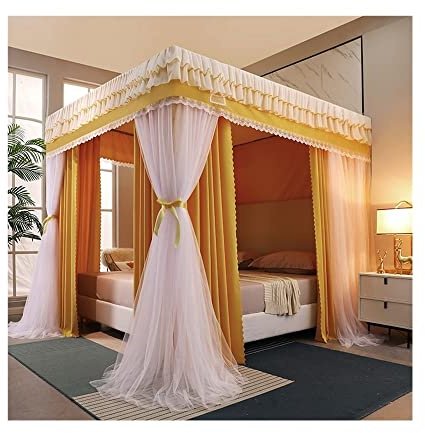 NZPOST Cortina para Cama de Dormitorio, Cortina para Cama con Dosel Opaco a Prueba de Polvo, mosquitera Doble con Soportes de Acero Inoxidable (St