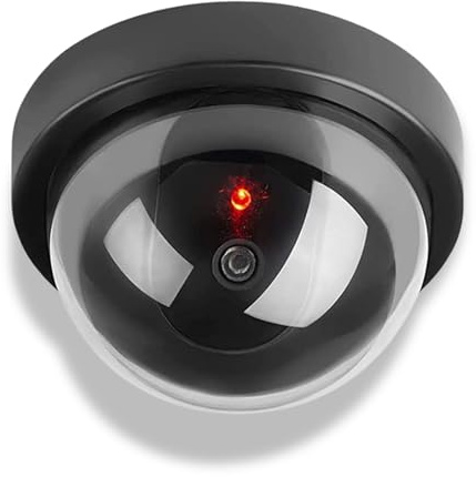 PARENCE - Caméra Factice Dome avec LED Clignotante – Effet Réaliste – Installation Simple – Ø 12 cm