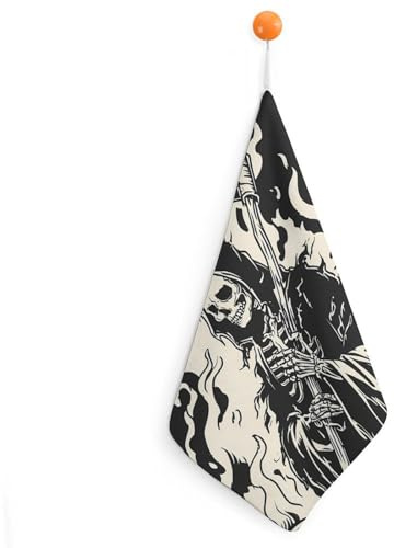 Grims Reapers Scythe Cute Hand Towels for Bathroom Quick Dry Square Towel for Washing Face