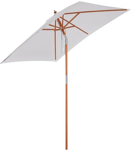 Outsunny Parasol de jardin extérieur Parasol rectangulaire inclinable bois polyester haute densité 2L x 1,5l x 2,3H m crème
