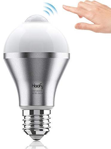 Haofy Bombillas Con Sensor de Movimiento PIR, E26 E27 Bombilla de Luz de Seguridad, 9W 600lm, Bombilla del Sensor para Puerta de Entrada, Balcón, Garaje, Escaleras y Jardín, frío