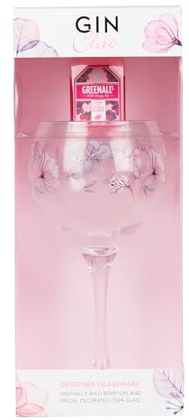 Gin Chic Decorated Gin Glass & Pink Gin Gift Set By Blue Tree Gifts