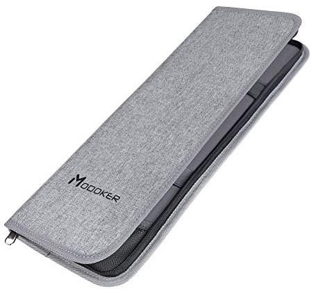 Modoker Tie Organizer Case Bag for Travel, Tie Holder Storage Box for Men Gift Necktie Carrier with Pockets for Cufflinks & Collar Stays, Rigid Anti-Wrinkle Ties Bag Fits 4–6 Ties, Grey